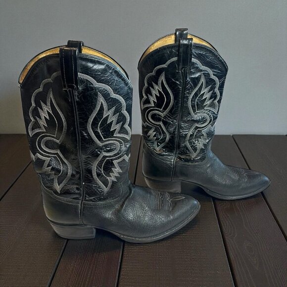 Tony Lama Other - Tony Lama 6250 Black Shrunken Shoulder Leather Boots Mens Size 12 EE